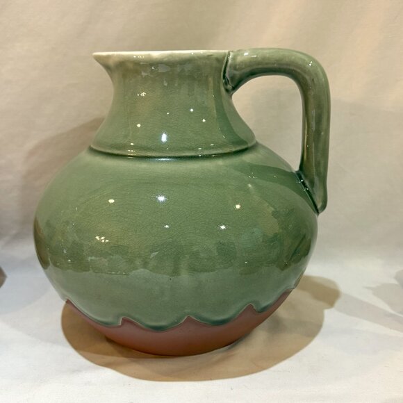 STYLE-EYES by Baum Bros Celadon Drip Collection Stoneware Pitcher - Picture 1 of 8